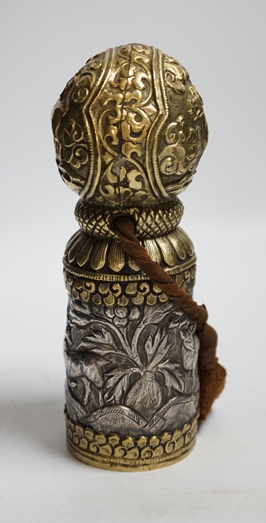 A large Tibetan repousse work seal, 19cm